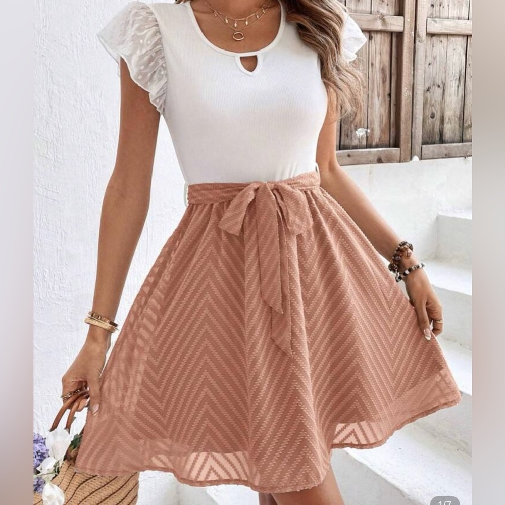 Dusty Pink Ruffle Cutout Dress – Size Medium